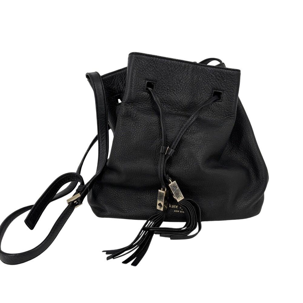 Kate Spade Crossbody Bag‎ Drawstring Black Leather Grey Street Cooper